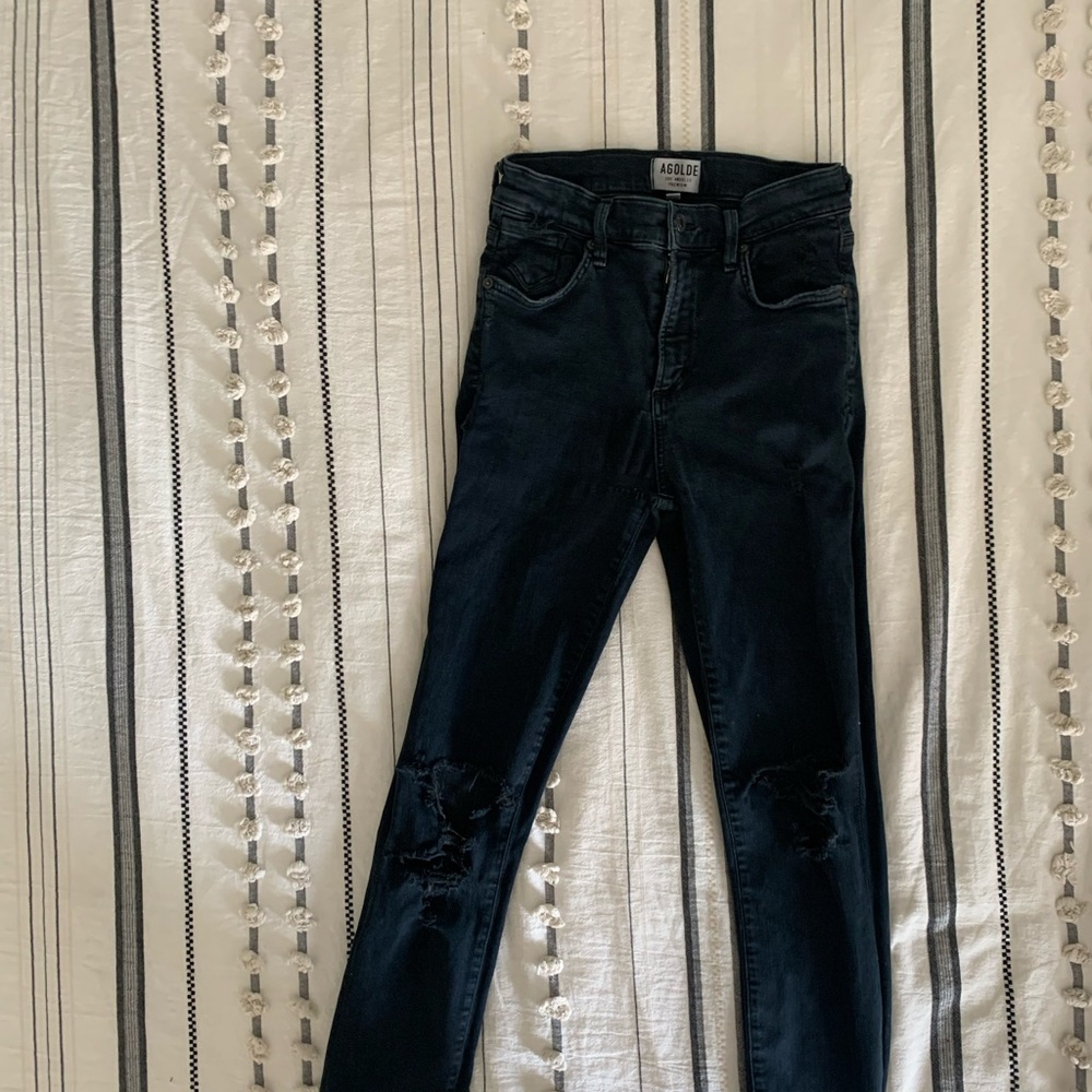 AGOLDE black high rise skinny jeans 26